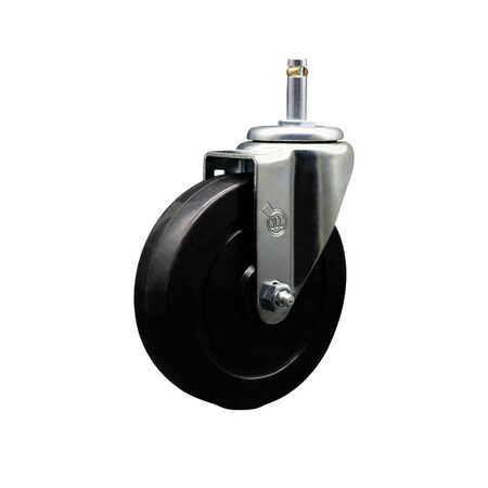 Service Caster 5'' Soft Rubber Wheel Swivel 7/16'' Grip Ring Stem Caster SCC-GR20S514-SRS-716138